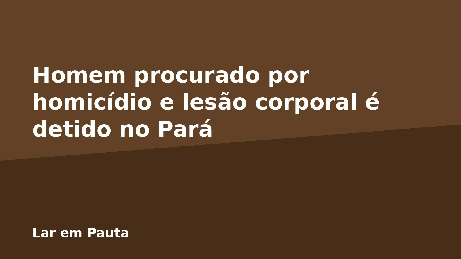 Homem procurado por homicídio e lesão corporal é detido no Pará