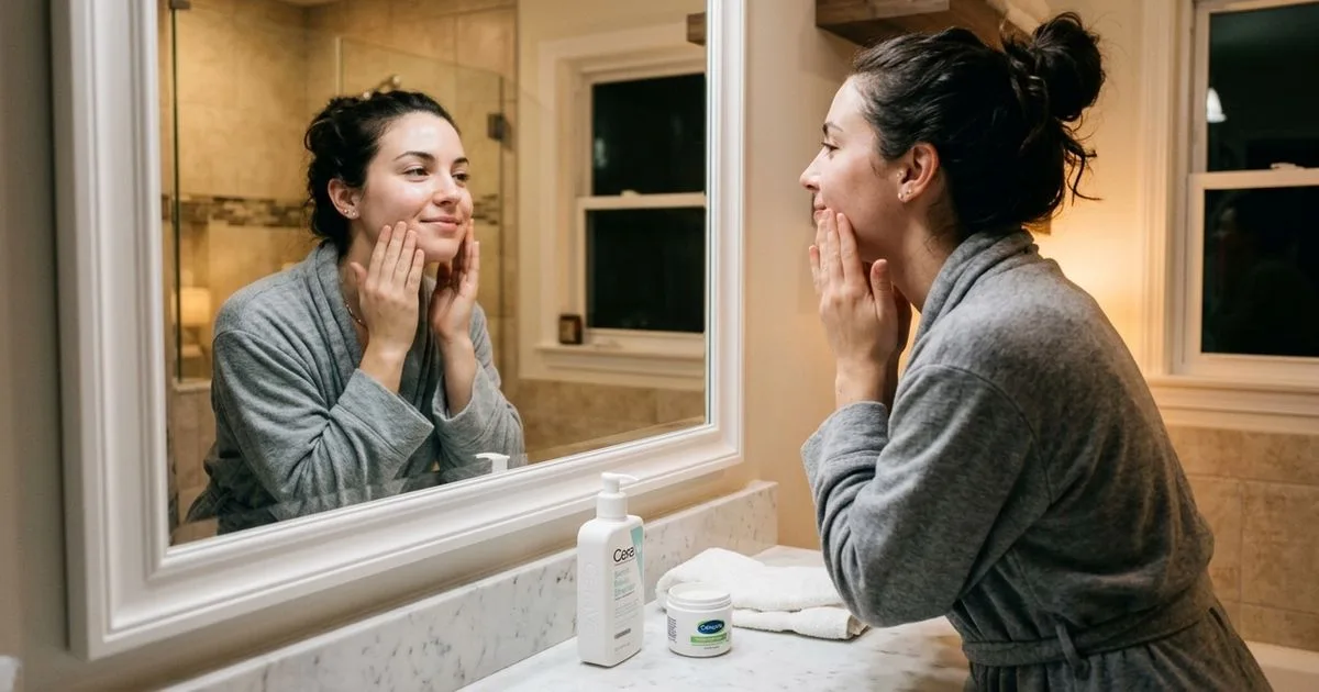 Rotina noturna de skincare pode começar com limpeza e hidratação