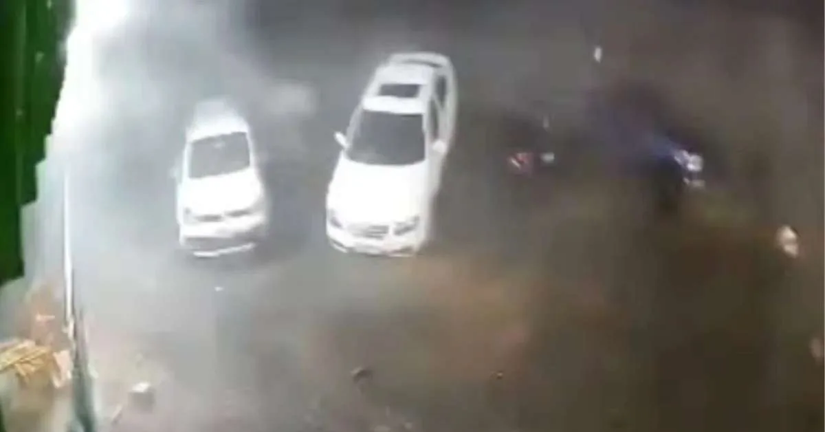 Vento arremessa carro contra outro veículo durante temporal no Paraná