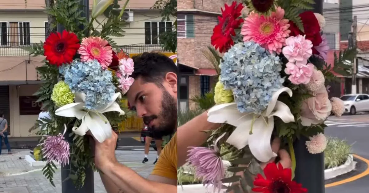 Flores em postes chamam a atenção de moradores em Belém